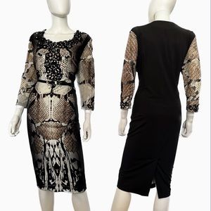 NWT WOMEN PLUS SIZE DRESS FORMAL 3/4 SLEEVES ANIMAL PRINT‎ BELTED LINED GOWN
